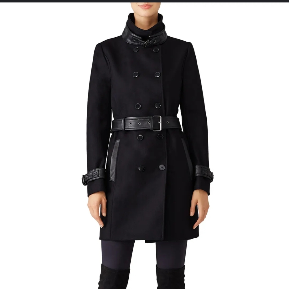 Wool Leather Trench Coat The Kooples